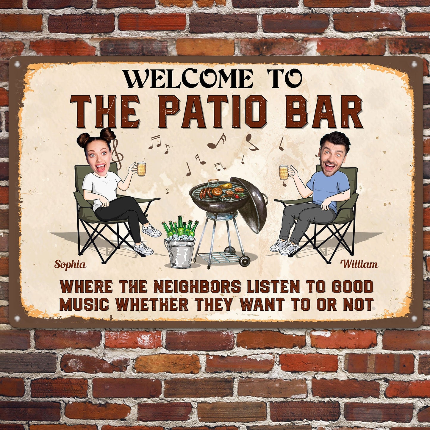 Welcome And Listen To The Good Music  - Personalized Metal Photo Sign