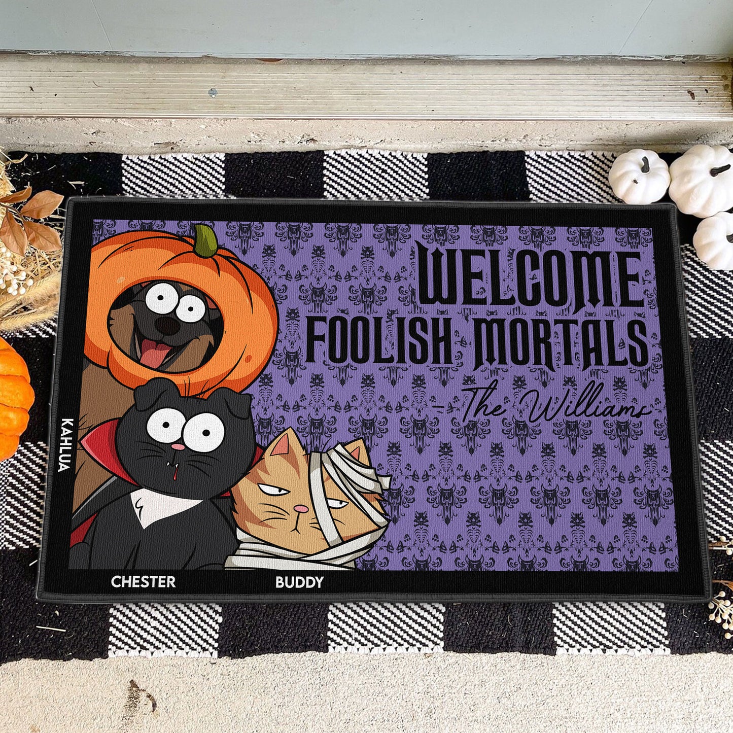 Welcome Foolish Mortals - New Version - Personalized Doormat