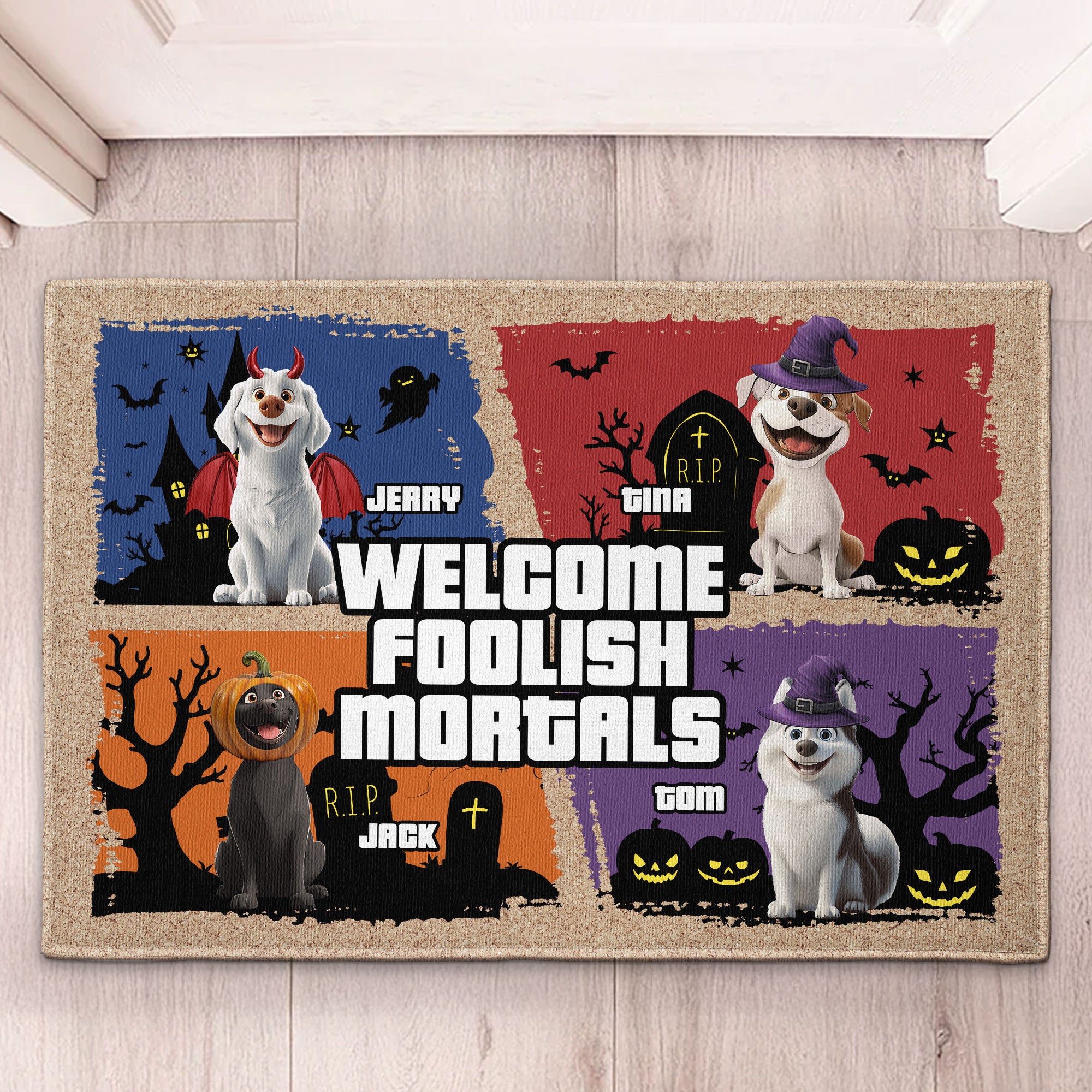 Welcome Foolish Mortals - Personalized Doormat