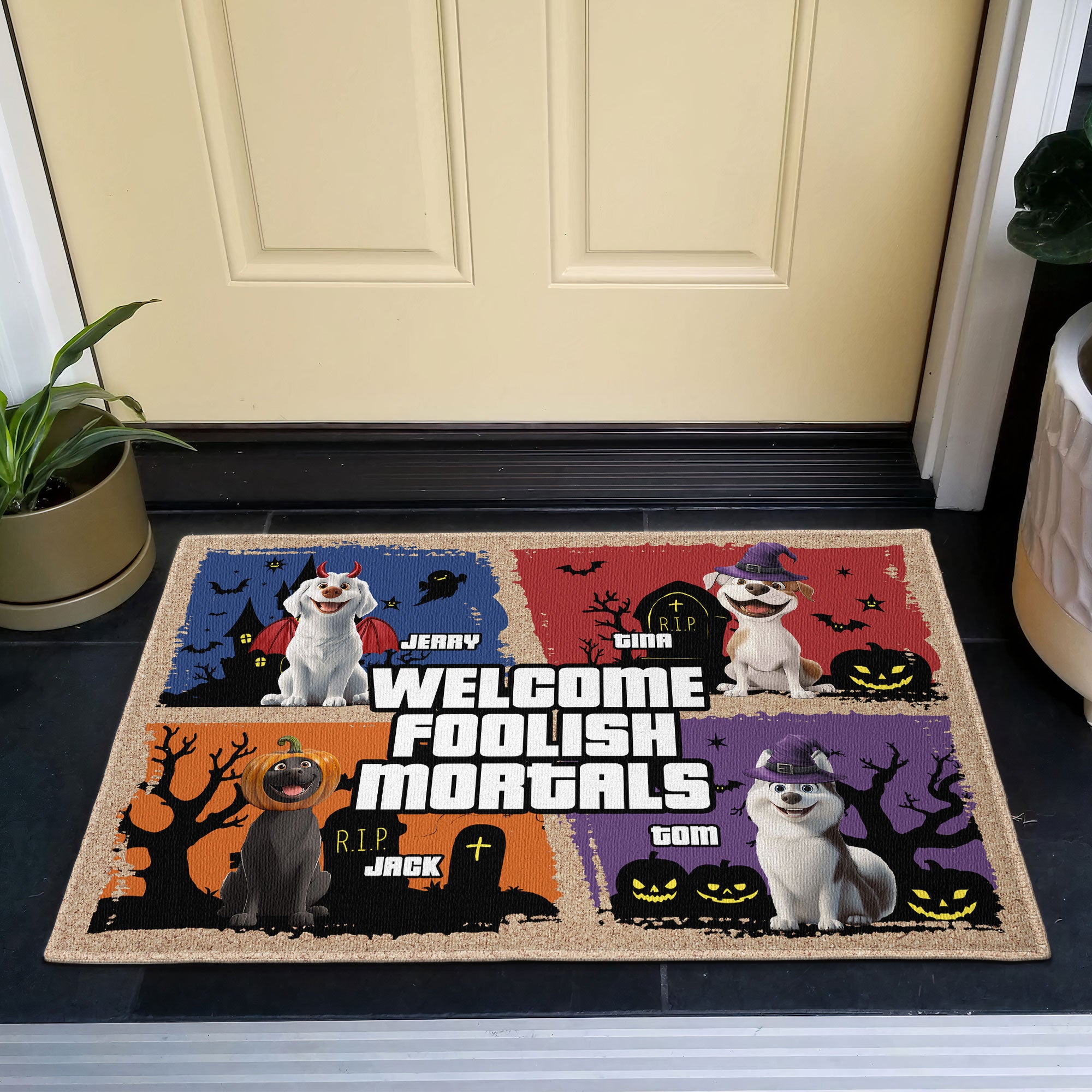 Welcome Foolish Mortals - Personalized Doormat