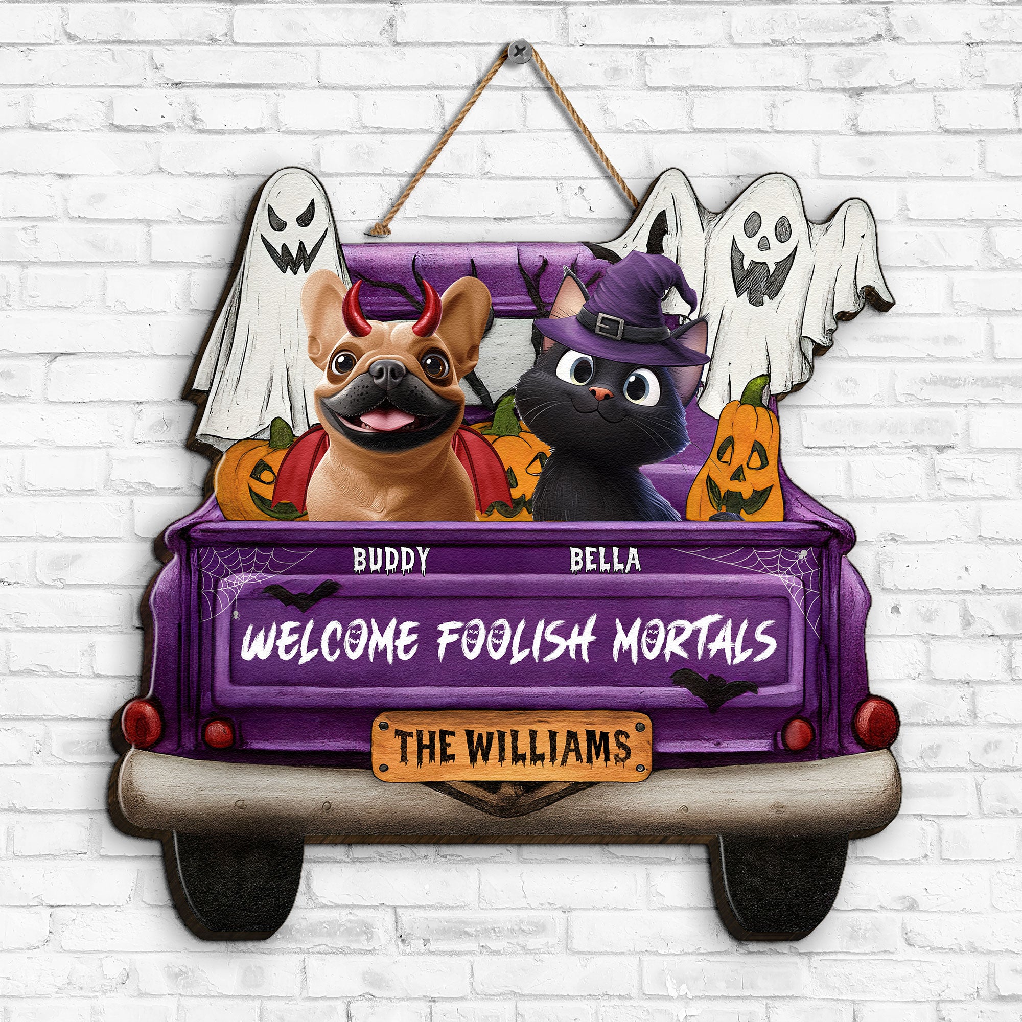 Welcome Foolish Mortals - Personalized Wood Sign