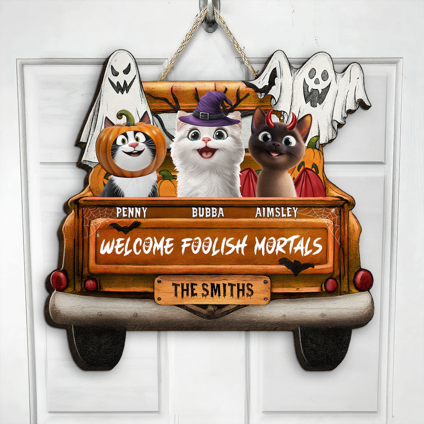 Welcome Foolish Mortals - Personalized Wood Sign