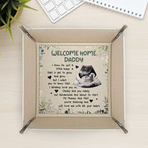 Welcome Home, Daddy I Know I'm Just A Little Bump - Personalized Photo Leather Valet Tray