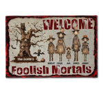 Welcome Mortals. Scarecrow Family. - Personalized Doormat