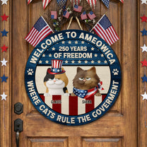 Welcome To Ameowica - 250 Years Of Freedom - Personalized Wood Sign