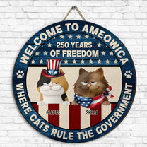 Welcome To Ameowica - 250 Years Of Freedom - Personalized Wood Sign