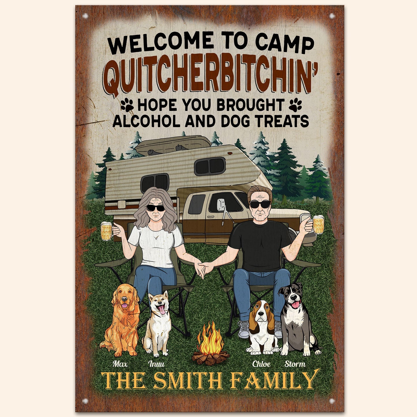 Welcome To Camp Quitcherbitchin - Personalized Metal Sign