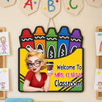 Welcome To Classroom Crayon Box - Personalized Wood Sign