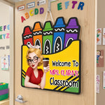 Welcome To Classroom Crayon Box - Personalized Wood Sign