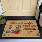 Welcome To My Woman Cave Gift For Sewing Lover, Tailor - Personalized Doormat