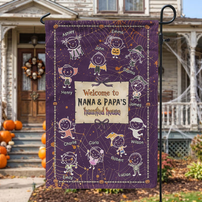 Welcome To Nana & Papa's Haunted House - Personalized Flag