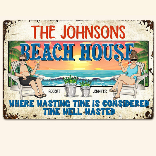 Welcome To Our Beach House - Personalized Metal Sign