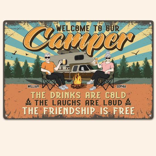 Welcome To Our Camper - Personalized Metal Sign