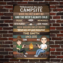 Welcome To Our Campsite - Personalized Metal Sign - Birthday, Funny Gift For Family, Camping Lovers