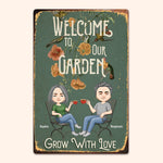 Welcome To Our Garden - Personalized Metal Sign - Birthday Gift, Backyard Gift For Gardeners, Gift For Wife, Husband