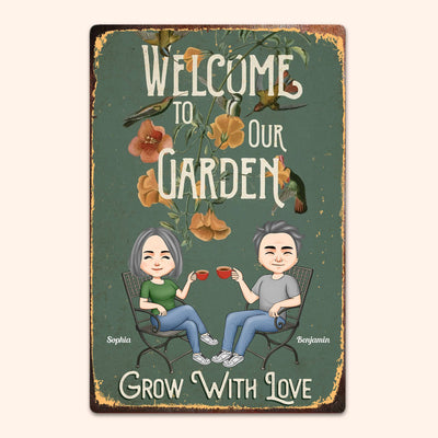 Welcome To Our Garden - Personalized Metal Sign
