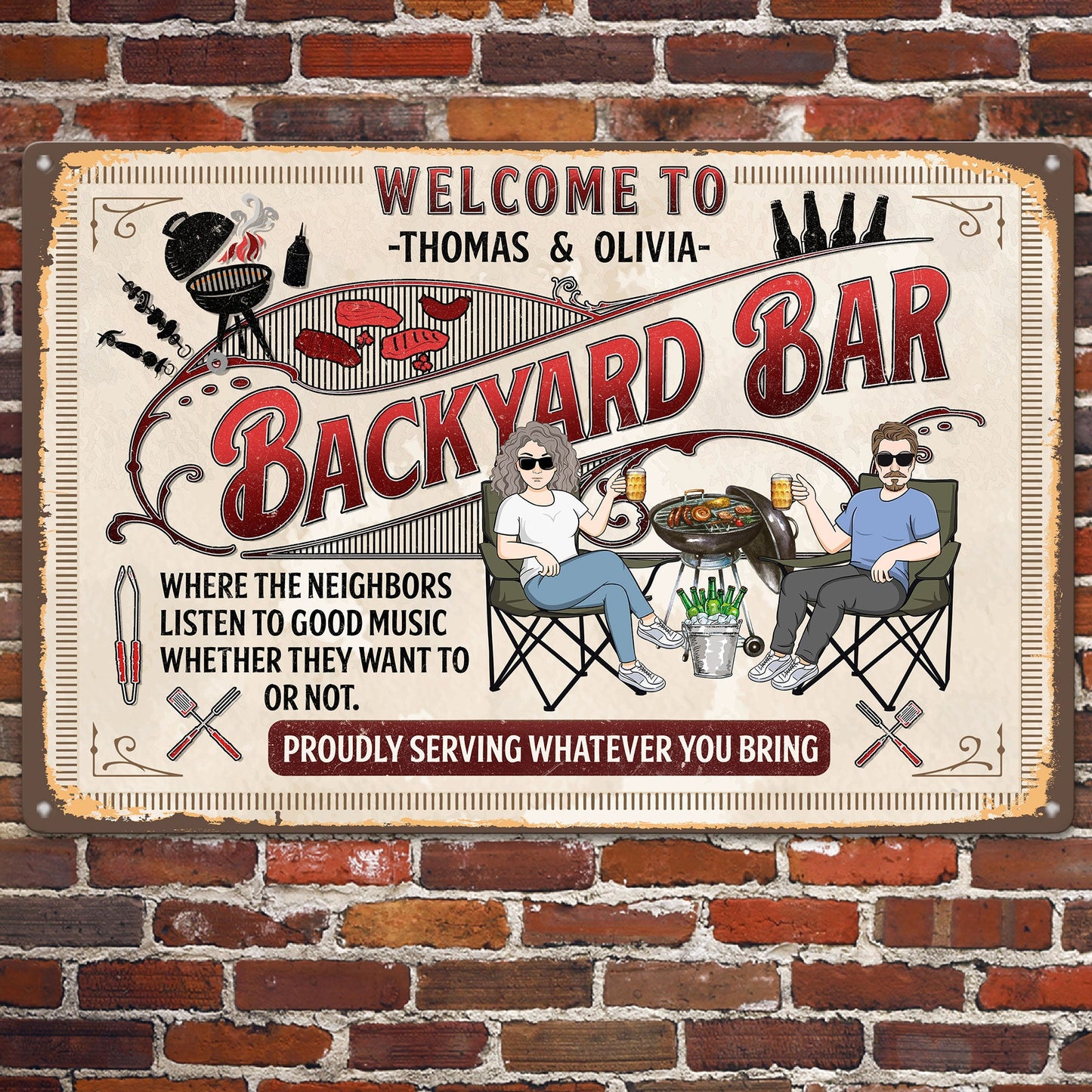 Welcome To Our Patio Bar - Personalized Metal Sign