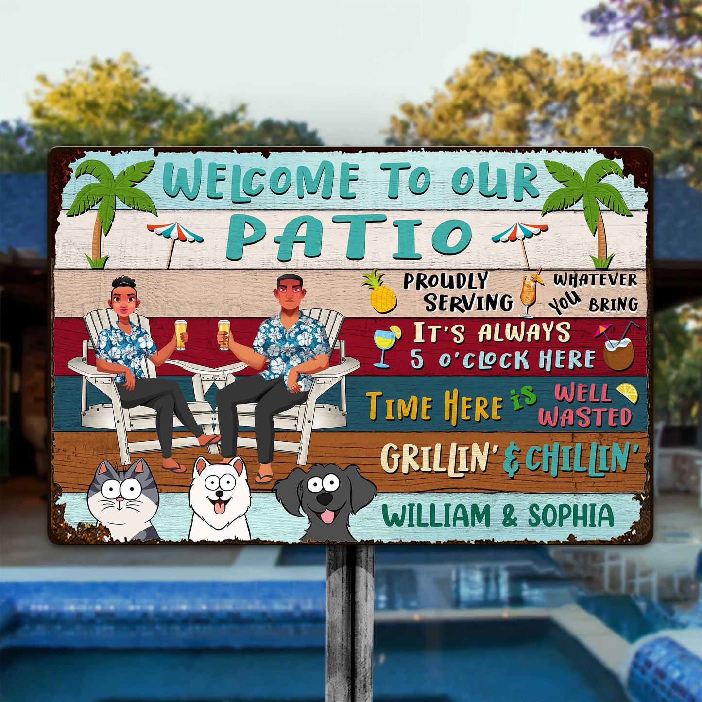 Welcome To Our Patio - Personalized Metal Sign