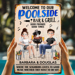 Welcome To Our Poolside New Version Outdoor Decor - Personalized Metal Sign