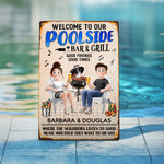Welcome To Our Poolside New Version Outdoor Decor - Personalized Metal Sign