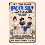 Welcome To Our Poolside New Version Outdoor Decor - Personalized Metal Sign