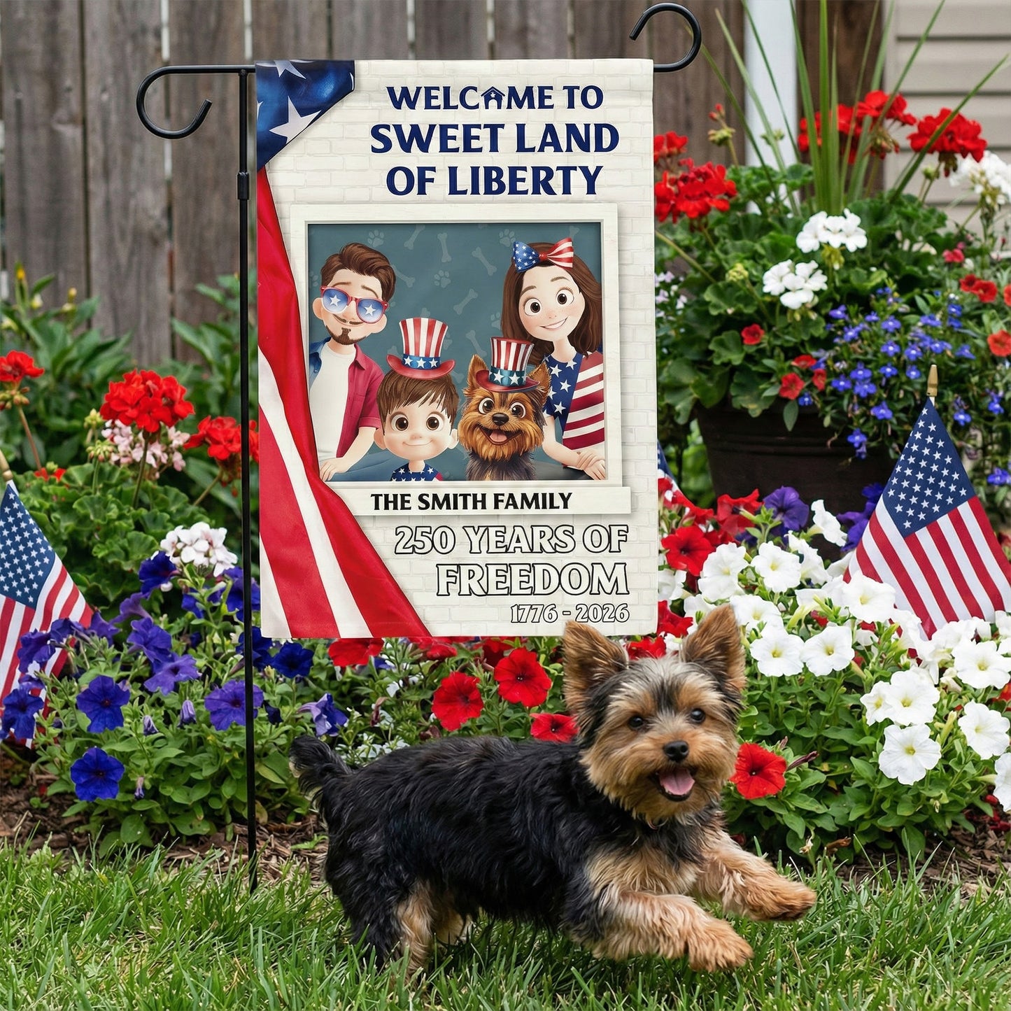 Welcome To Sweet Land Of Liberty - Personalized Flag
