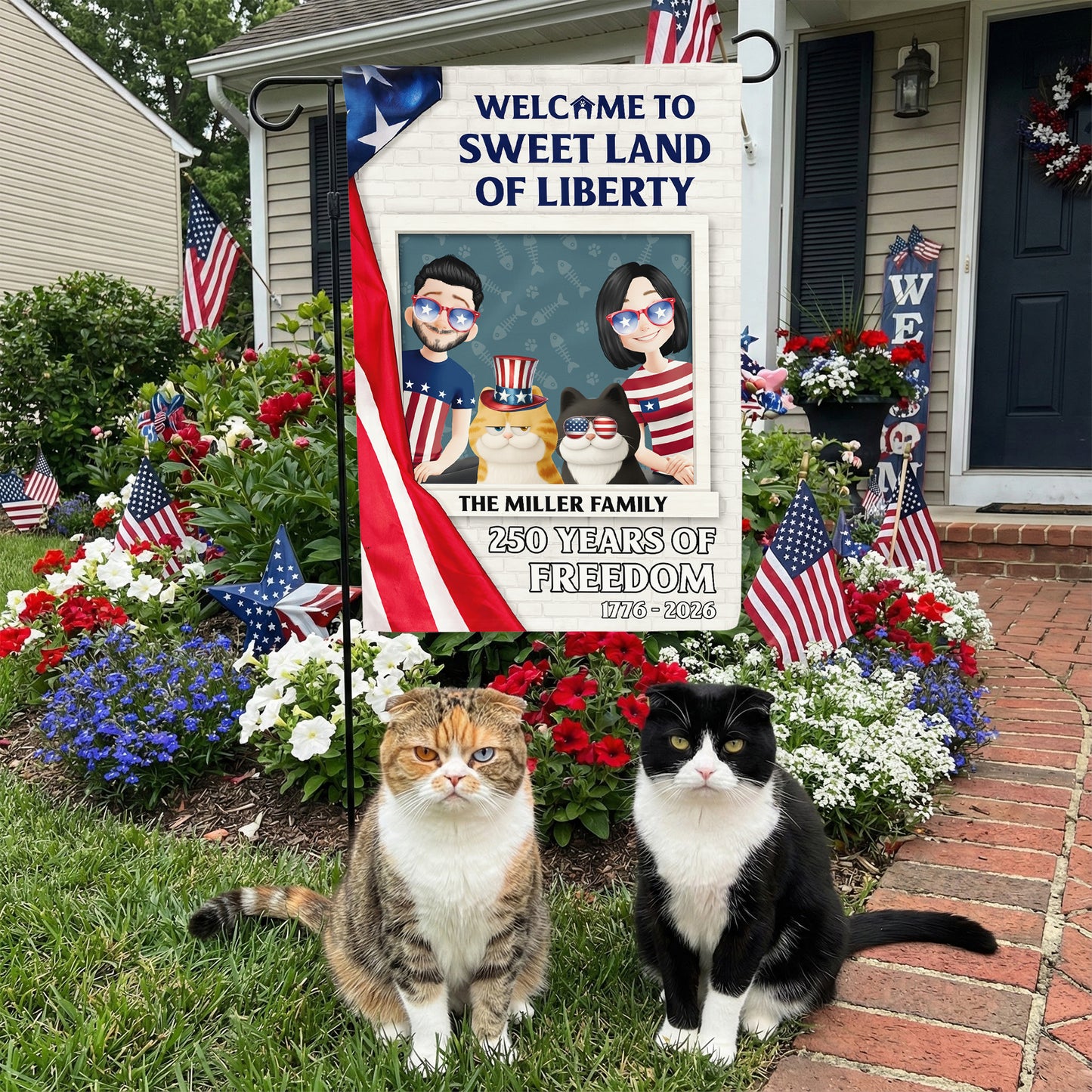 Welcome To Sweet Land Of Liberty - Personalized Flag