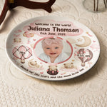 Welcome To The World Newborn Birth Plate - Personalized Photo Ceramic Plate