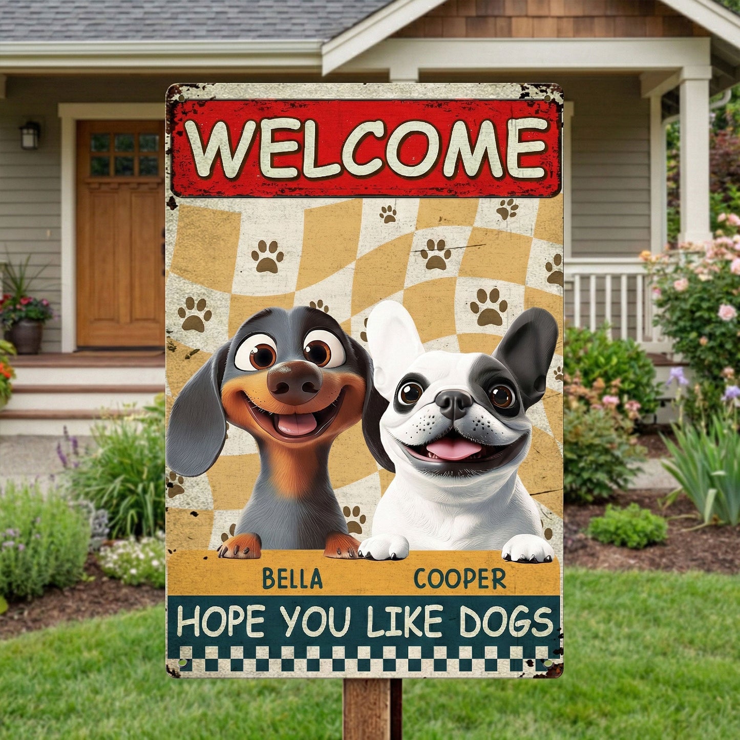 Welcome_Hope_You_Like_Dogs_Personalized_Metal_Sign_1