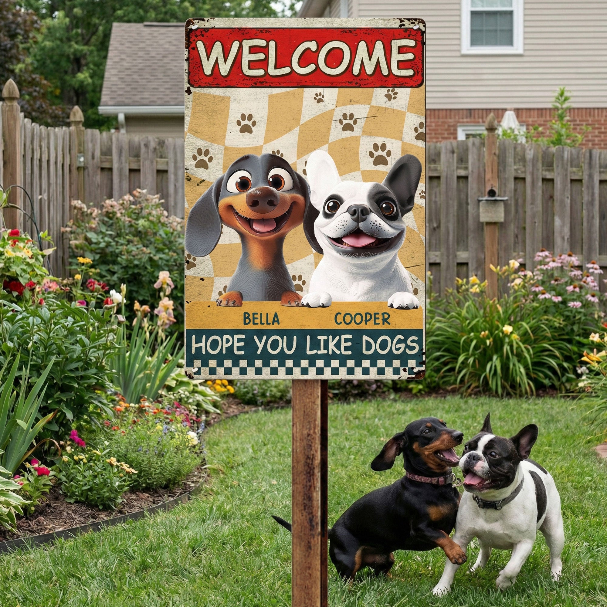 Welcome_Hope_You_Like_Dogs_Personalized_Metal_Sign_2