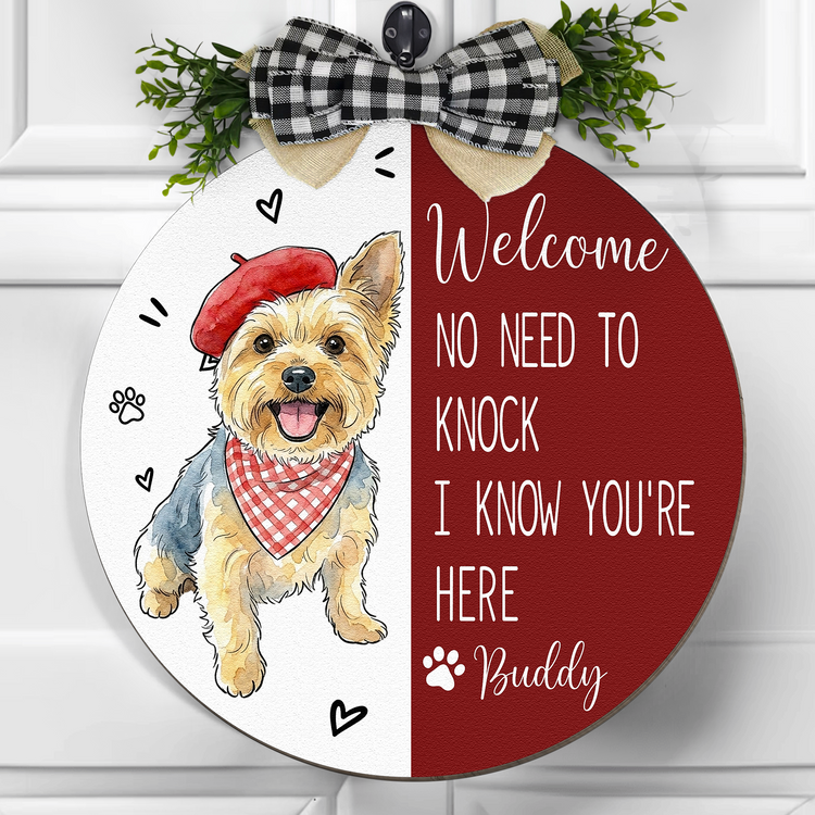 Welcome-No-Need-To-Knock-Custom-Pet-Portrait-Watercolor-Personalized-Wood-Sign-2