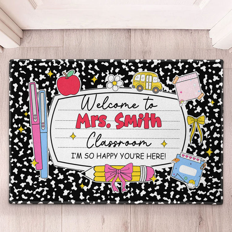 Welcome-To-Classroom-Composition-Book-Design-Personalized-Doormat-1
