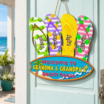 Welcome To Grandma & Grandpa's Beach House - Personalized Wood Sign