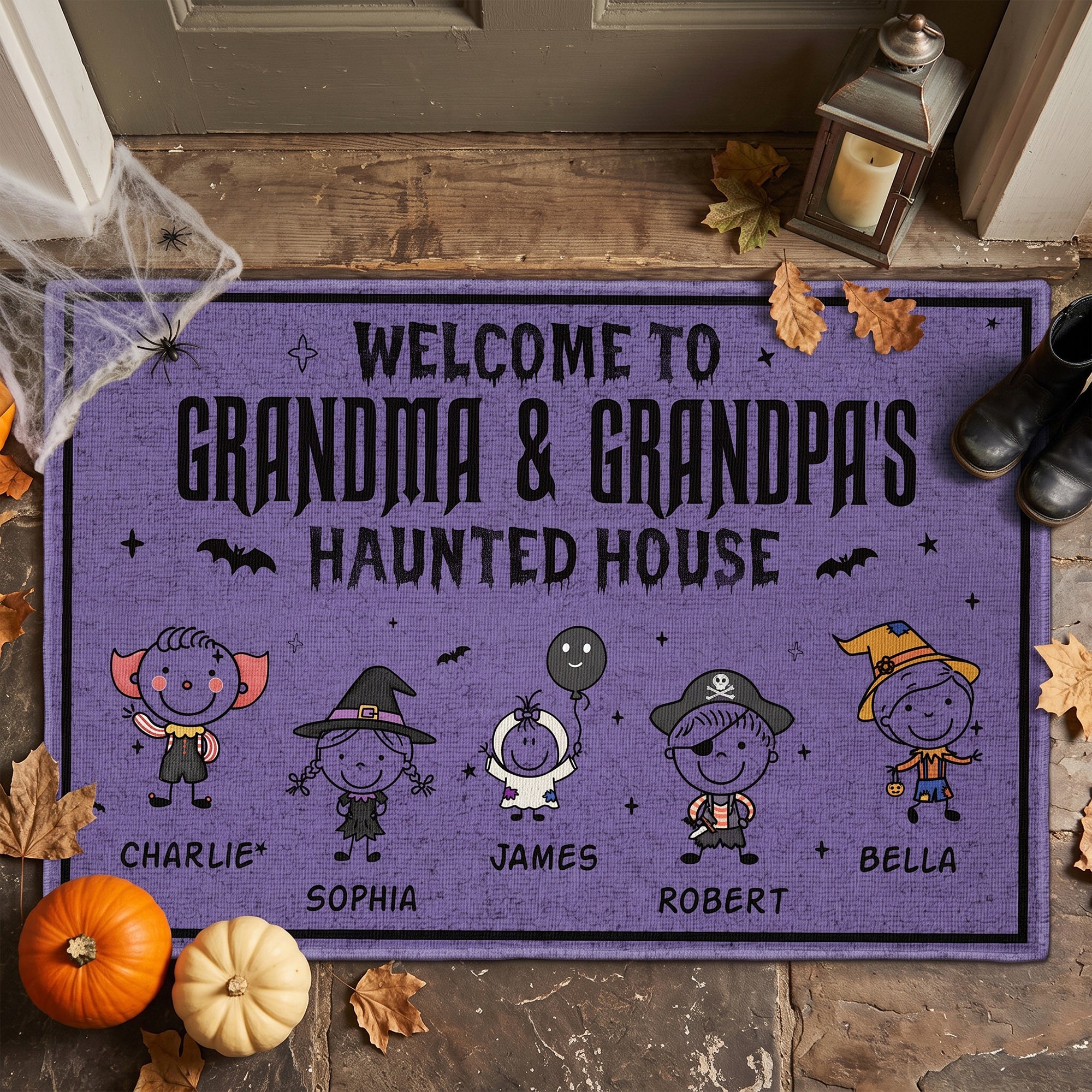 Welcome-To-Grandma-&-Grandpa's-Haunted-House-Doodle-Personalized-Doormat-1