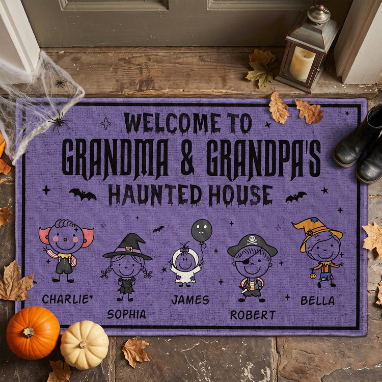 Welcome-To-Grandma-&-Grandpa's-Haunted-House-Doodle-Personalized-Doormat-1