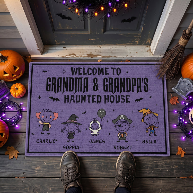 Welcome-To-Grandma-&-Grandpa's-Haunted-House-Doodle-Personalized-Doormat-2
