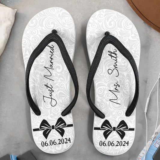 We're Just Married - Personalized Flip Flops