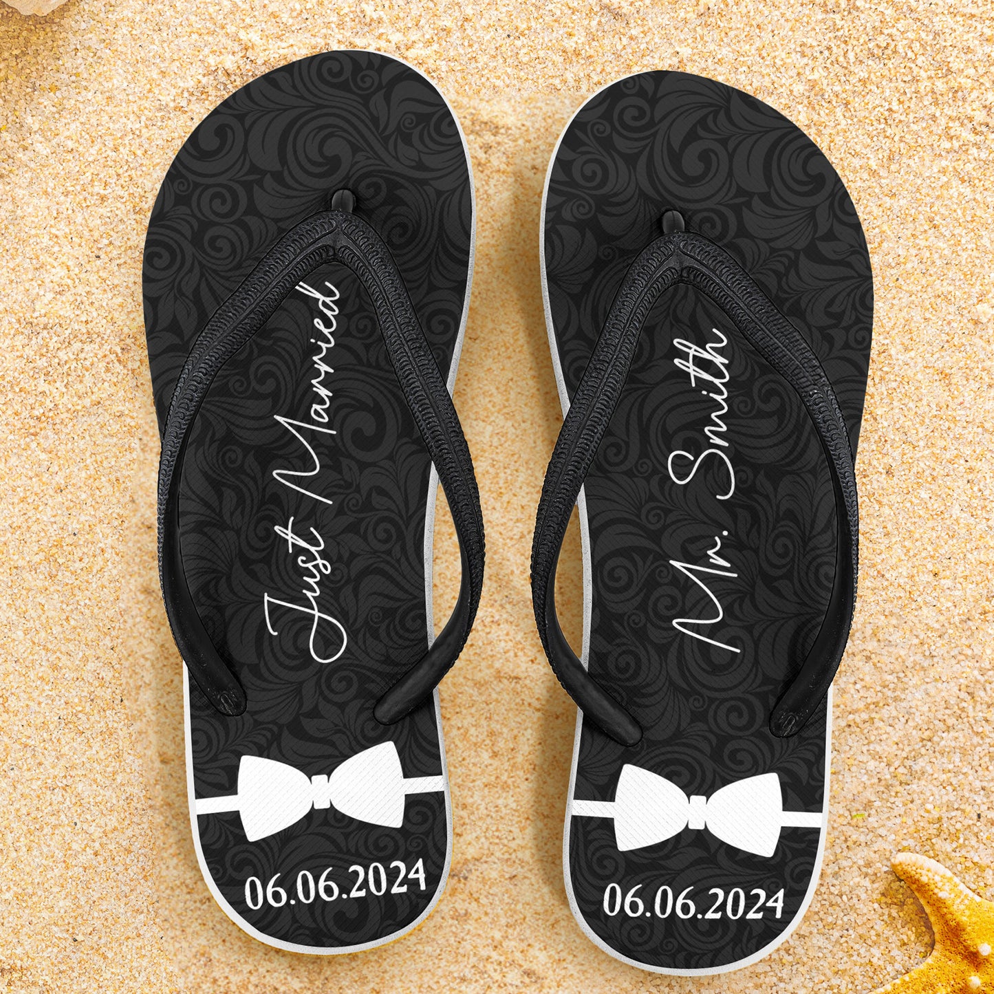 We're Just Married - Personalized Flip Flops