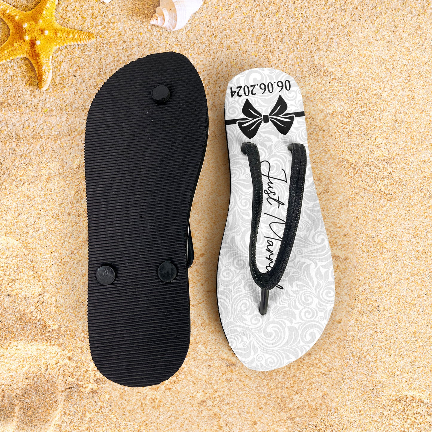 We're Just Married - Personalized Flip Flops