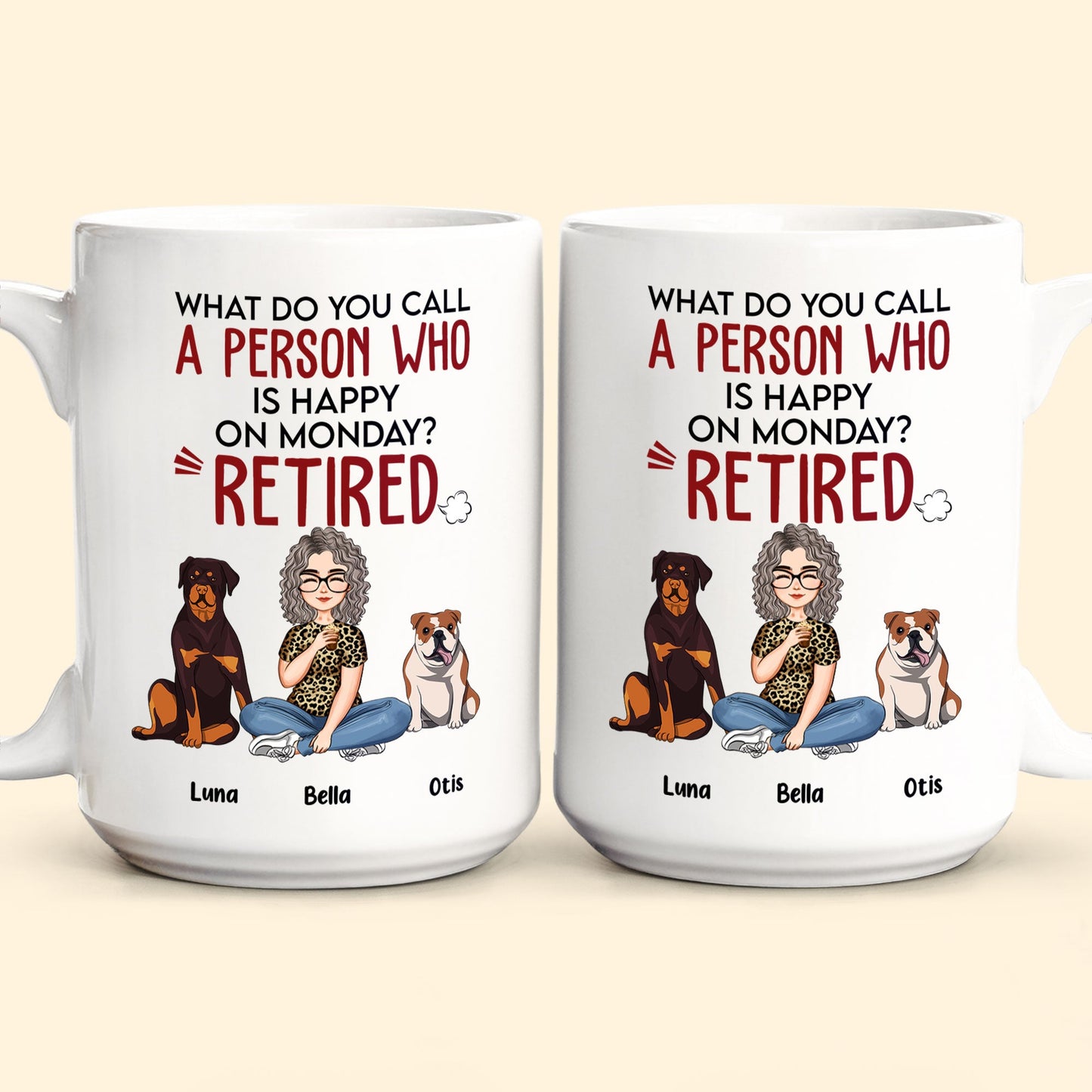 What Do You Call A Person Who Is Happy On Monday? Retired! - Personalized Mug