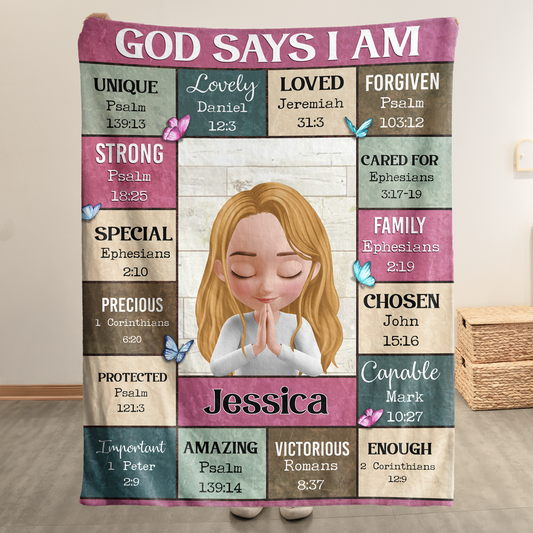 What God Says About Your Kids In Bible - God Says I Am - Personalized Blanket