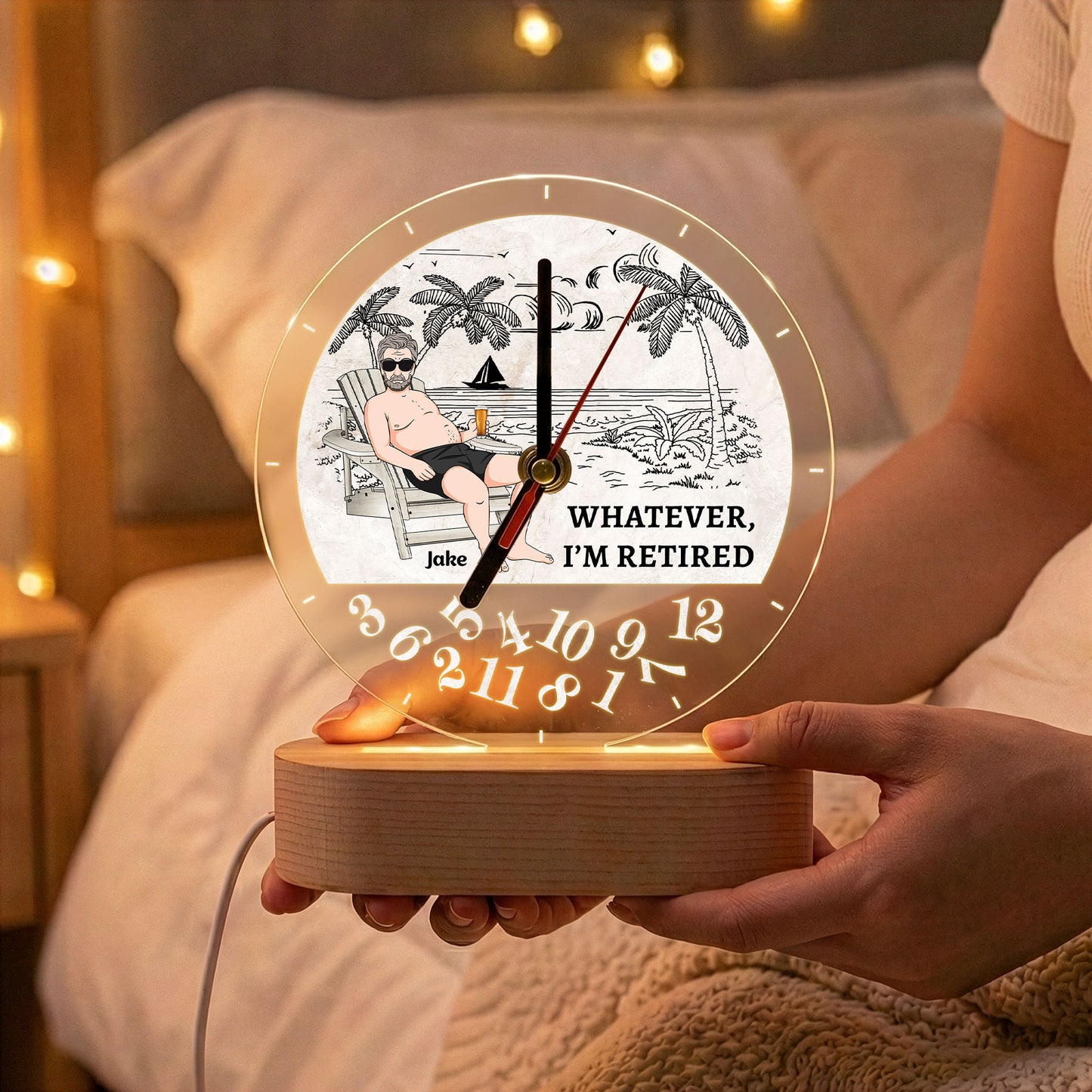 Whatever, I’m Retired - Retirement Funny Gifts For Him, Her - Personalized Acrylic Desk Clock Light