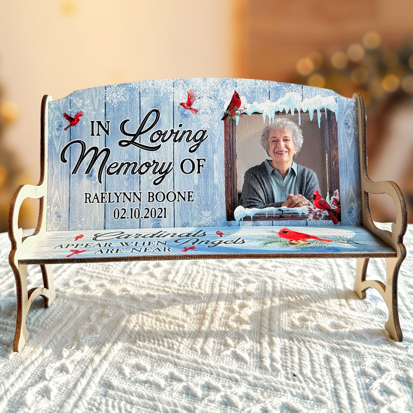 When Angels Are Near - Personalized Photo Memorial Bench