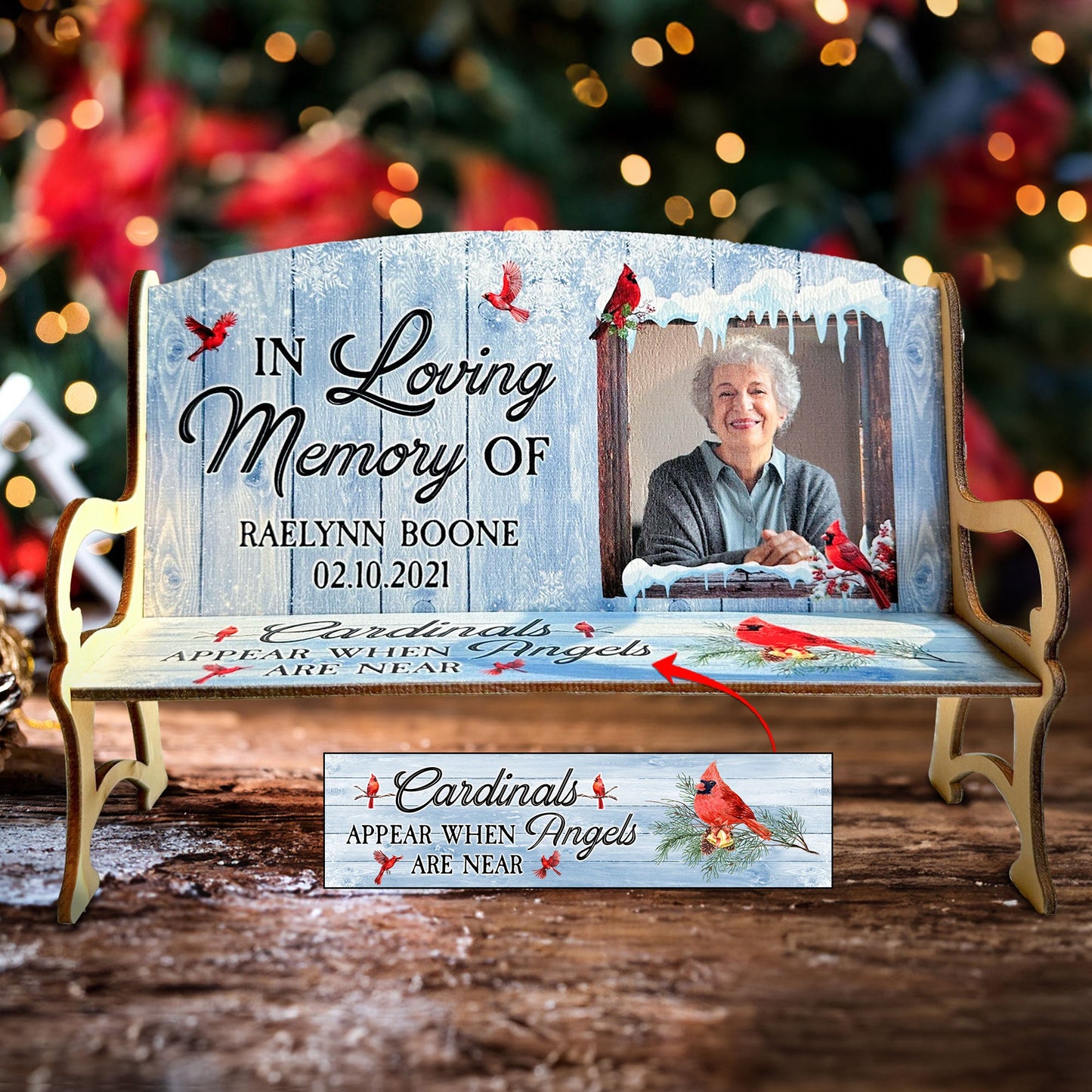 When Angels Are Near - Personalized Photo Memorial Bench