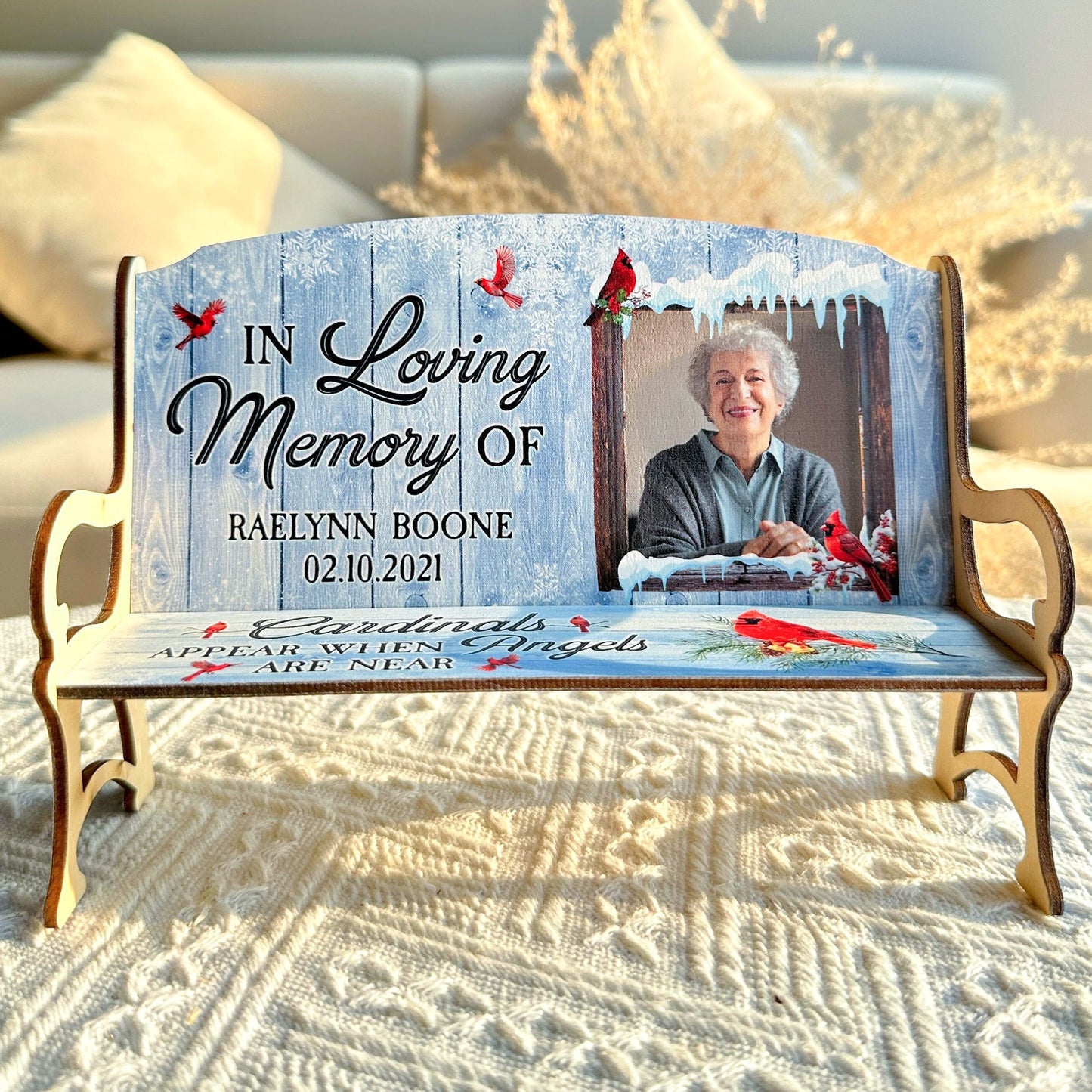 When Angels Are Near - Personalized Photo Memorial Bench