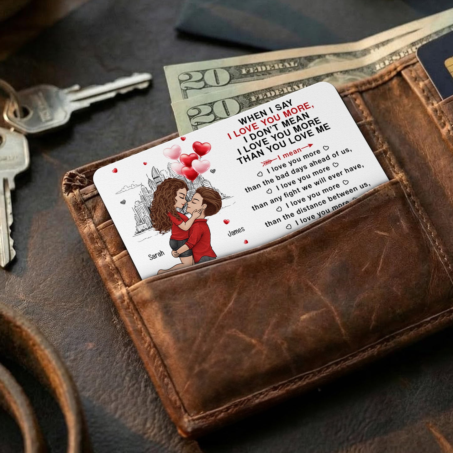 When I Say I Love You More Gift For Husband, Boyfriend, Gift For Him - Personalized Wallet Card