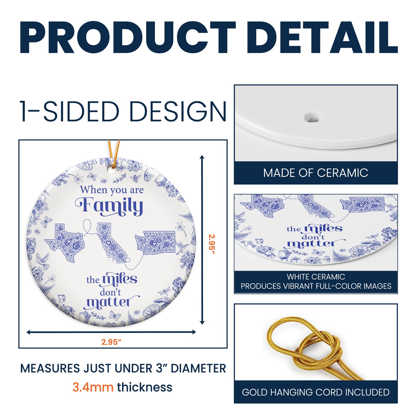 When You Are Family, Siblings The Miles Don't Matter - Personalized Ceramic Ornament