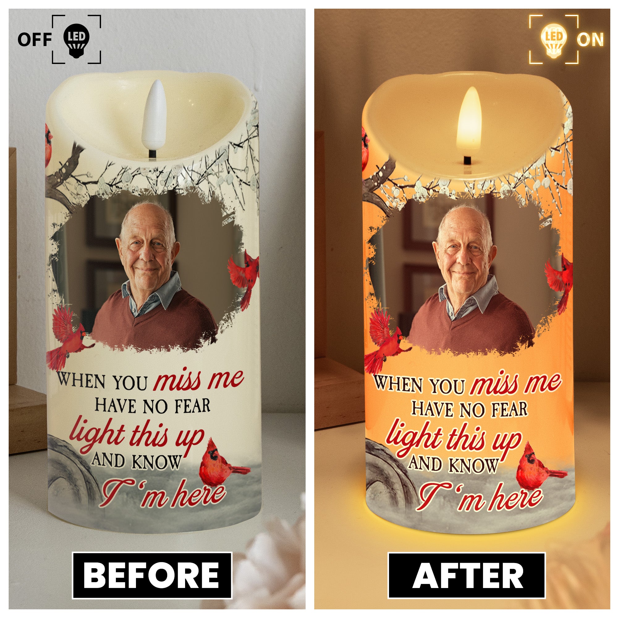 When You Miss Me Have No Fear - Personalized Photo LED Candle