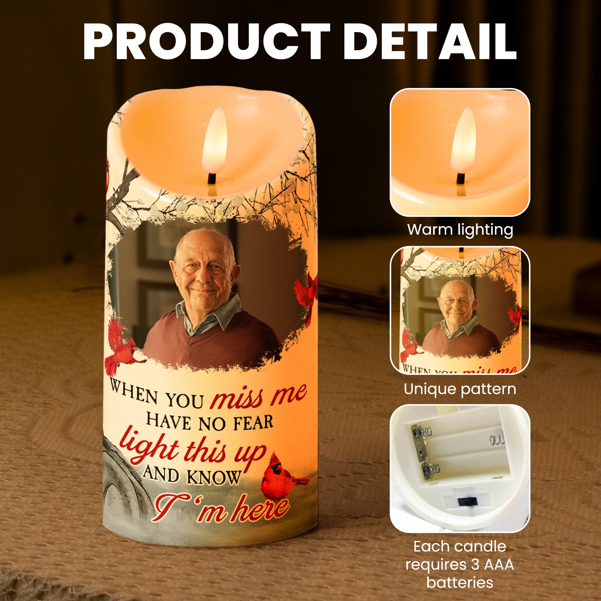 When You Miss Me Have No Fear - Personalized Photo LED Candle