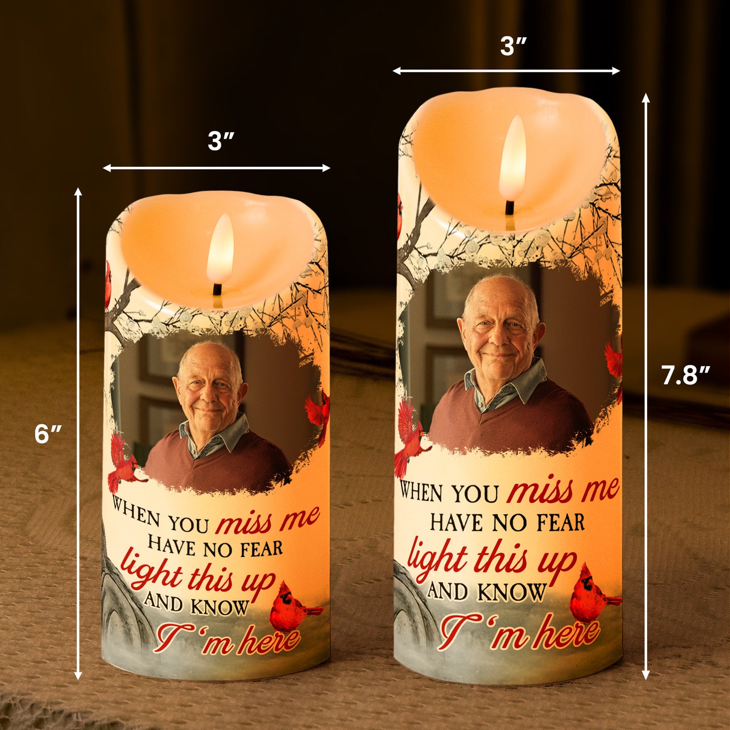 When You Miss Me Have No Fear - Personalized Photo LED Candle